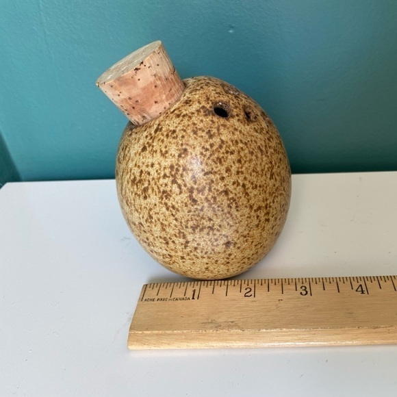 HANDMADE Pottery Parmesan Cheese Shaker with Cork Stop Tan Brown Speckle Glaze - Picture 13 of 13